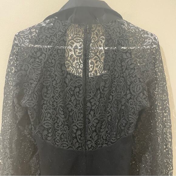 Andrea Jovine Black Lace Wool Collared Mini Dress Size Small - Picture 8 of 11